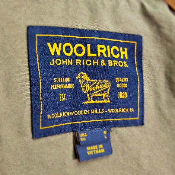 Woolrich Field Military Jacket Mens Sz M Green Buttons Long Sleeve Cargo Pockets - Picture 14 of 16